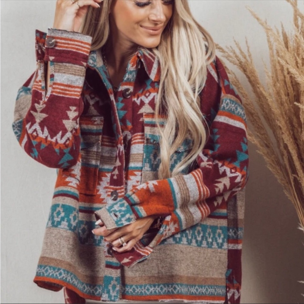 New!  Aztec Yellowstone Distressed flannel Jacket Shacket